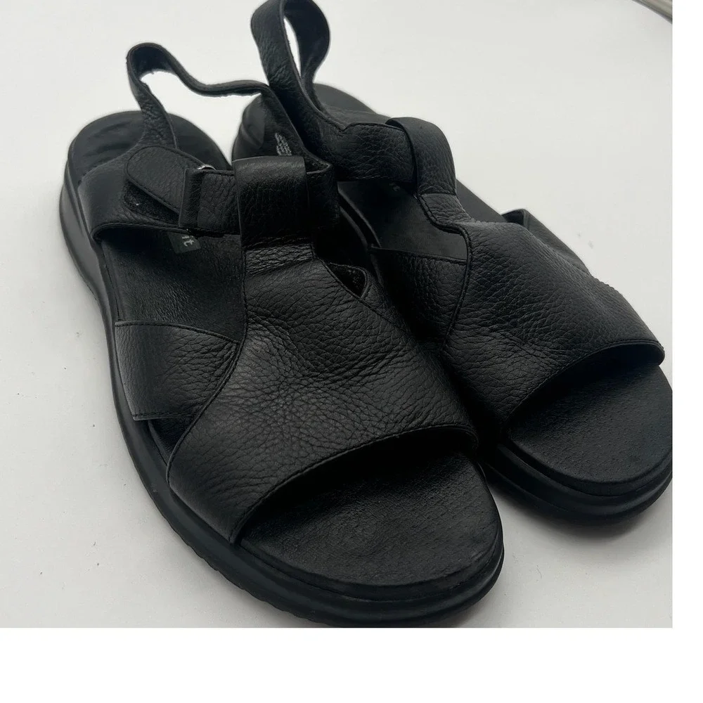 Easy Spirit I-Varsity Black Leather Slingback Comfort Sandals Womens 7.5 M